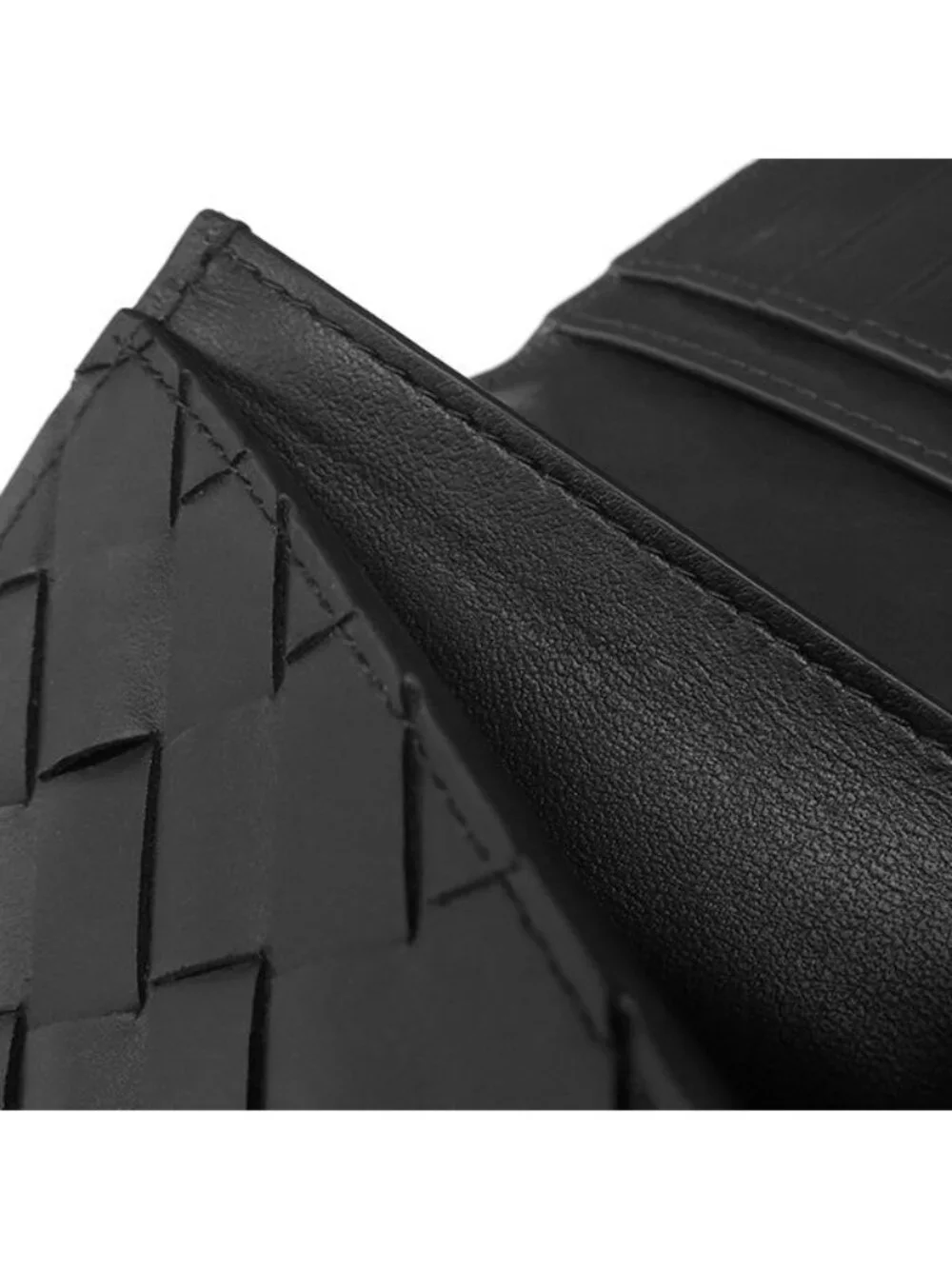 Bottega Veneta Wallet Intrecciato Leather Black Billfold Card Case Flap
